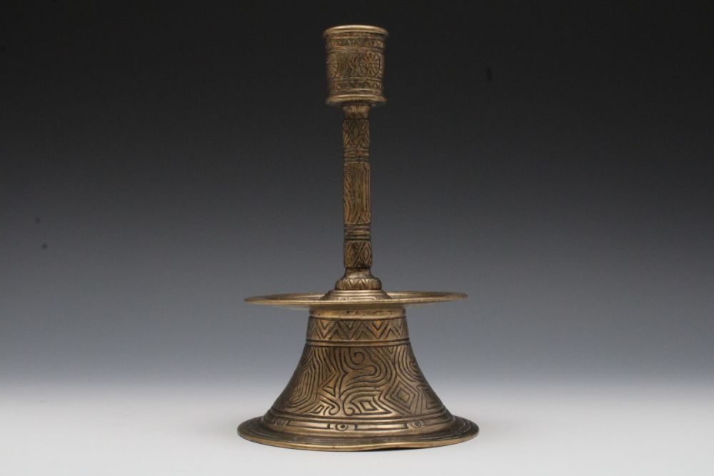 Lot 15: An Italian Brass Candlestick Made for the Islamic...