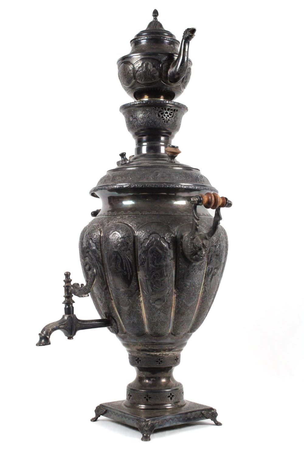 Lot 70: An Islamic Persian Esfahan Full Silver Samovar from...
