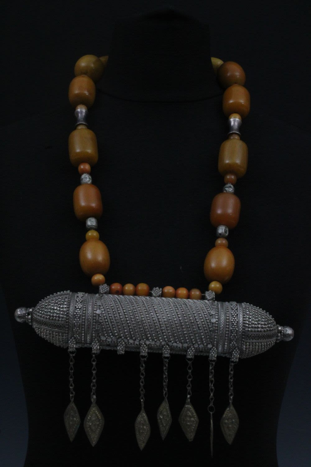 Lot 78: A Large Tribal Yemeni White Metal Necklace with...