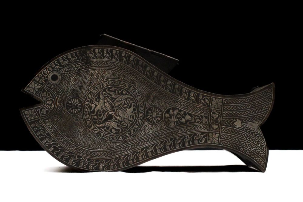 Lot 93: An Islamic Seljuk-Style Brass Box with Silver Inlay...
