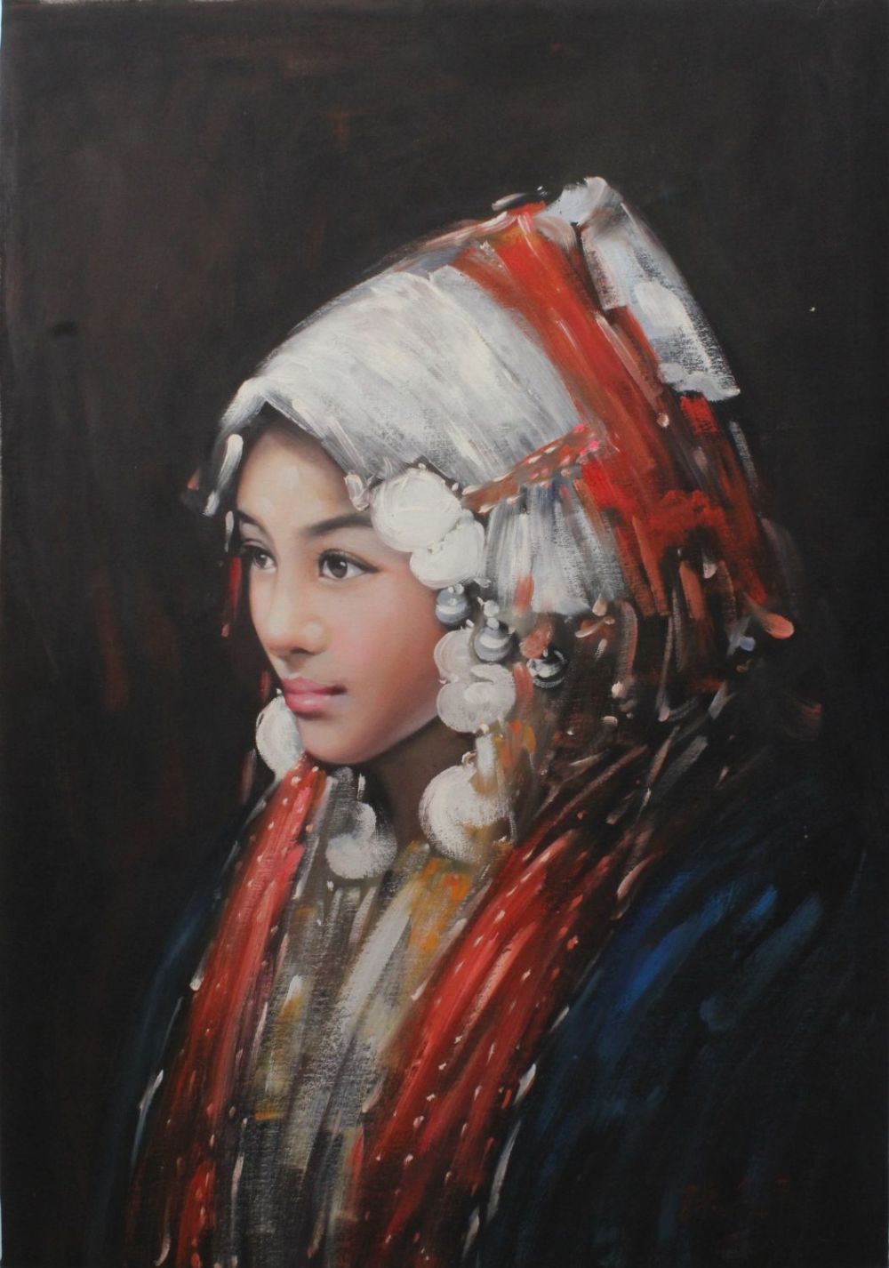 Lot 104: A Chinese Signed Oil Painting on Fabric Depicting...