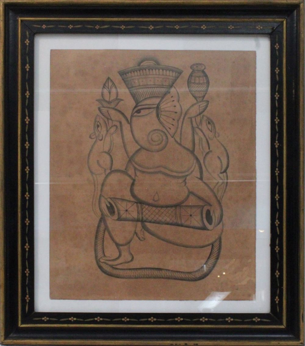 Lot 109: An Indian Kalighat Painting.