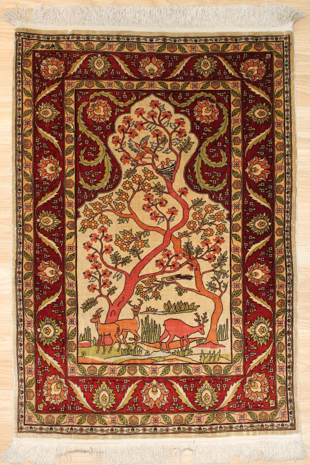 Lot 136: An Islamic Turkish Handmade Signed Hereke Silk Prayer...