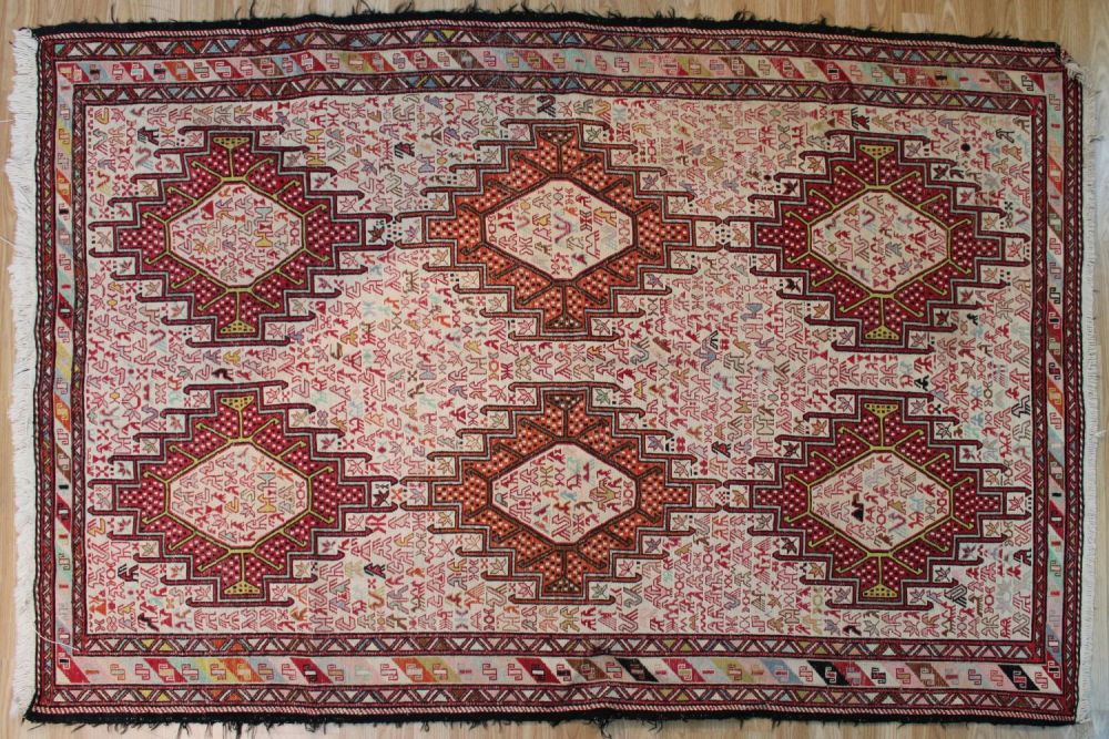 Lot 140: A Persian Silk Somak Rug with an Animal...