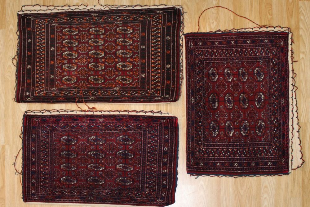 Lot 142: A Lot of 3 Afghan Carpet Pillow Covers.