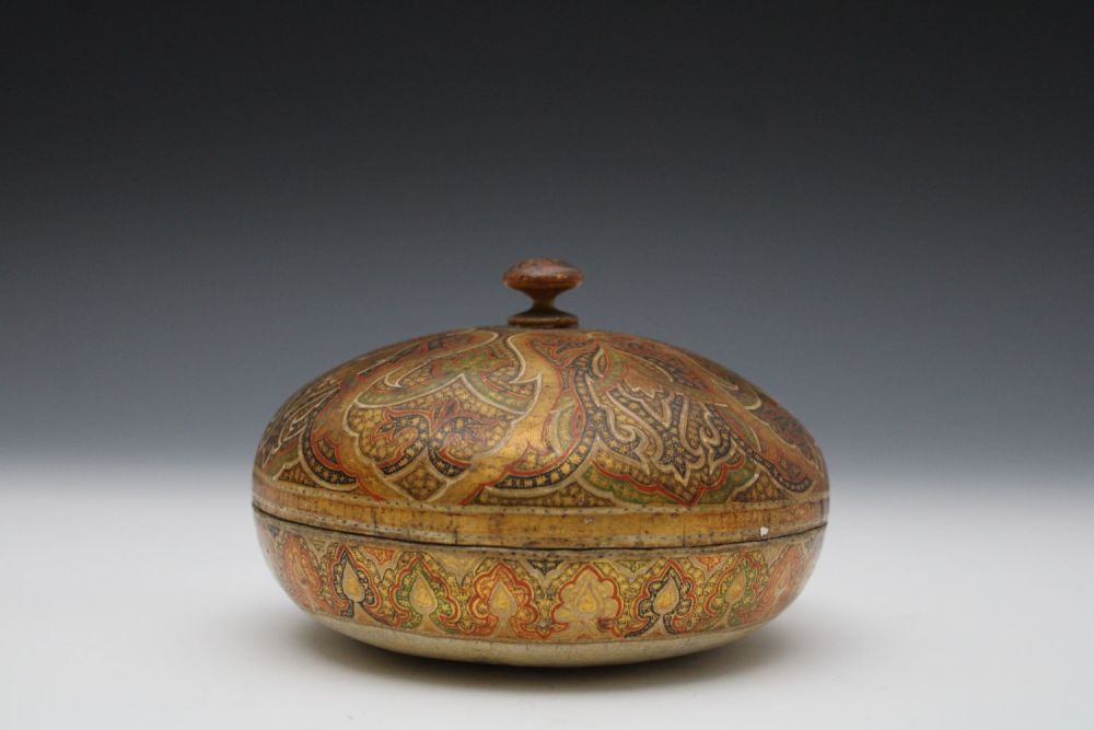 Lot 143: A Rare Indian Kashmiri Paper Mache Sugar Pot...