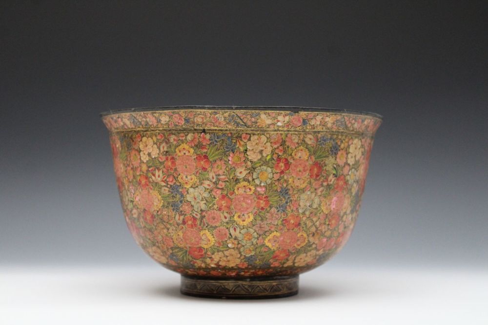 Lot 149: A Rare Indian Kashmiri Paper Mache Large Bowl...