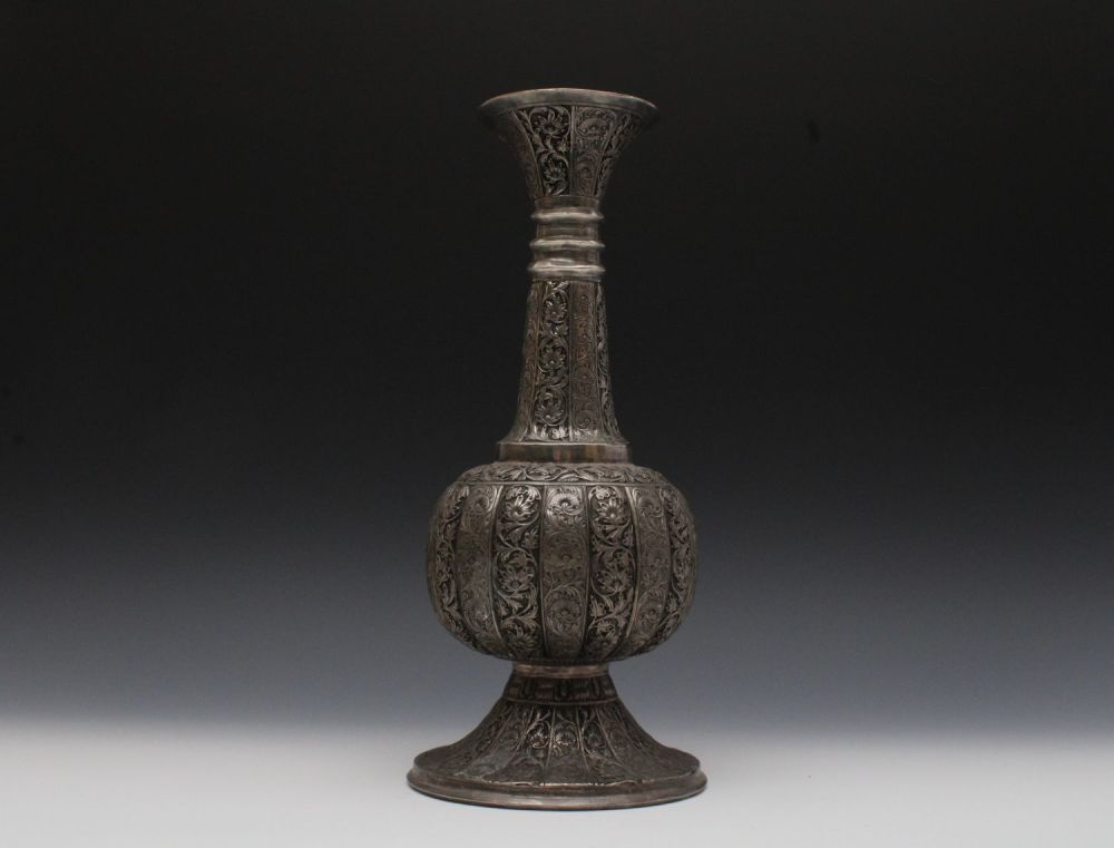 Lot 152: An Indian White Metal Flower Vase with a...