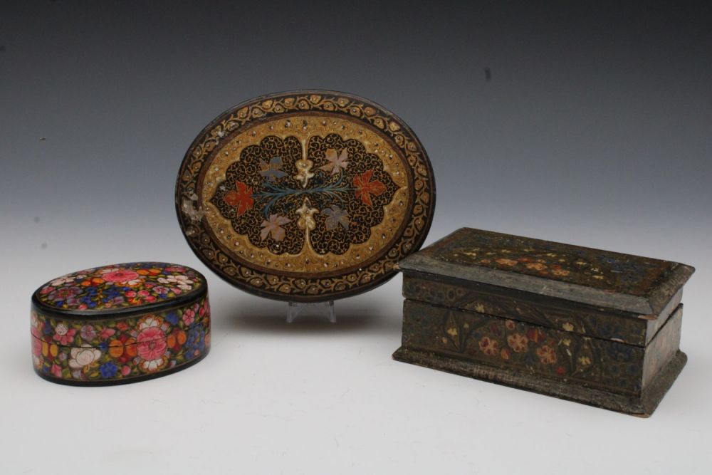 Lot 153: A Lot of 3 Indian Kashmiri Paper Mache...