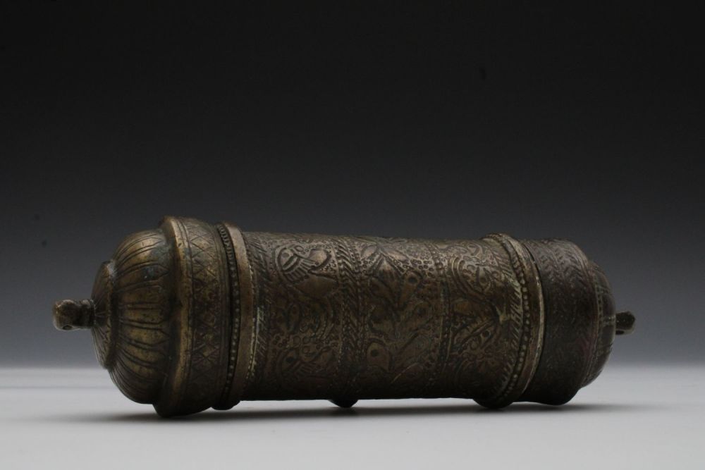 Lot 163: An Indian Bronze Scroll Holder from the 19th...