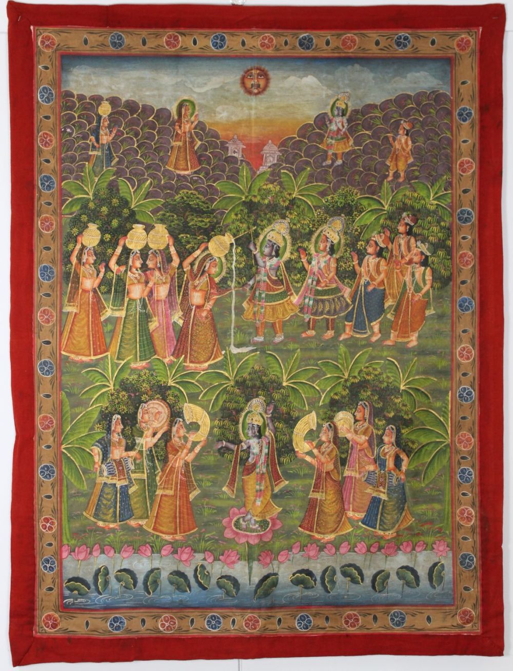 Lot 168: An Indian Pichwai Painting on Cloth of Rash...