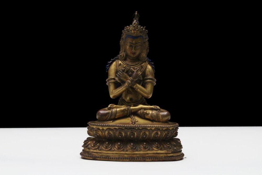 Lot 183: A Tibetan Bronze Gilt Buddhist Vajradhara Statue from...