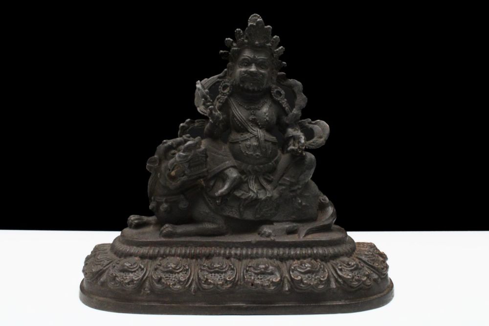 Lot 196: A Chinese Tibetan Bronze Buddhist Statue of Vaishravana...