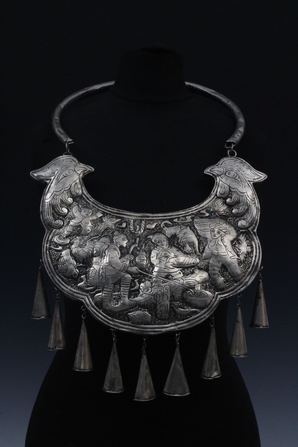 Lot 205: A Tribal Chinese Tibetan White Metal Decorative Necklace.
