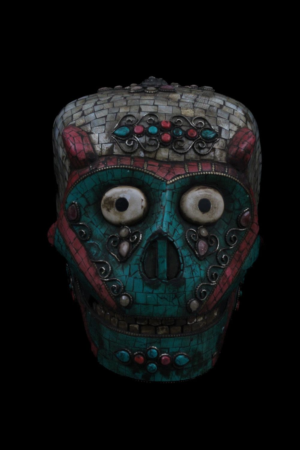 Lot 207: A Chinese Tibetan Bronze Shell Skull Decorated with...