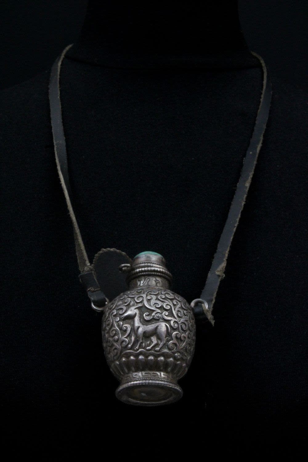 Lot 209: A Chinese Tibetan Silver Snuff Bottle Necklace with...