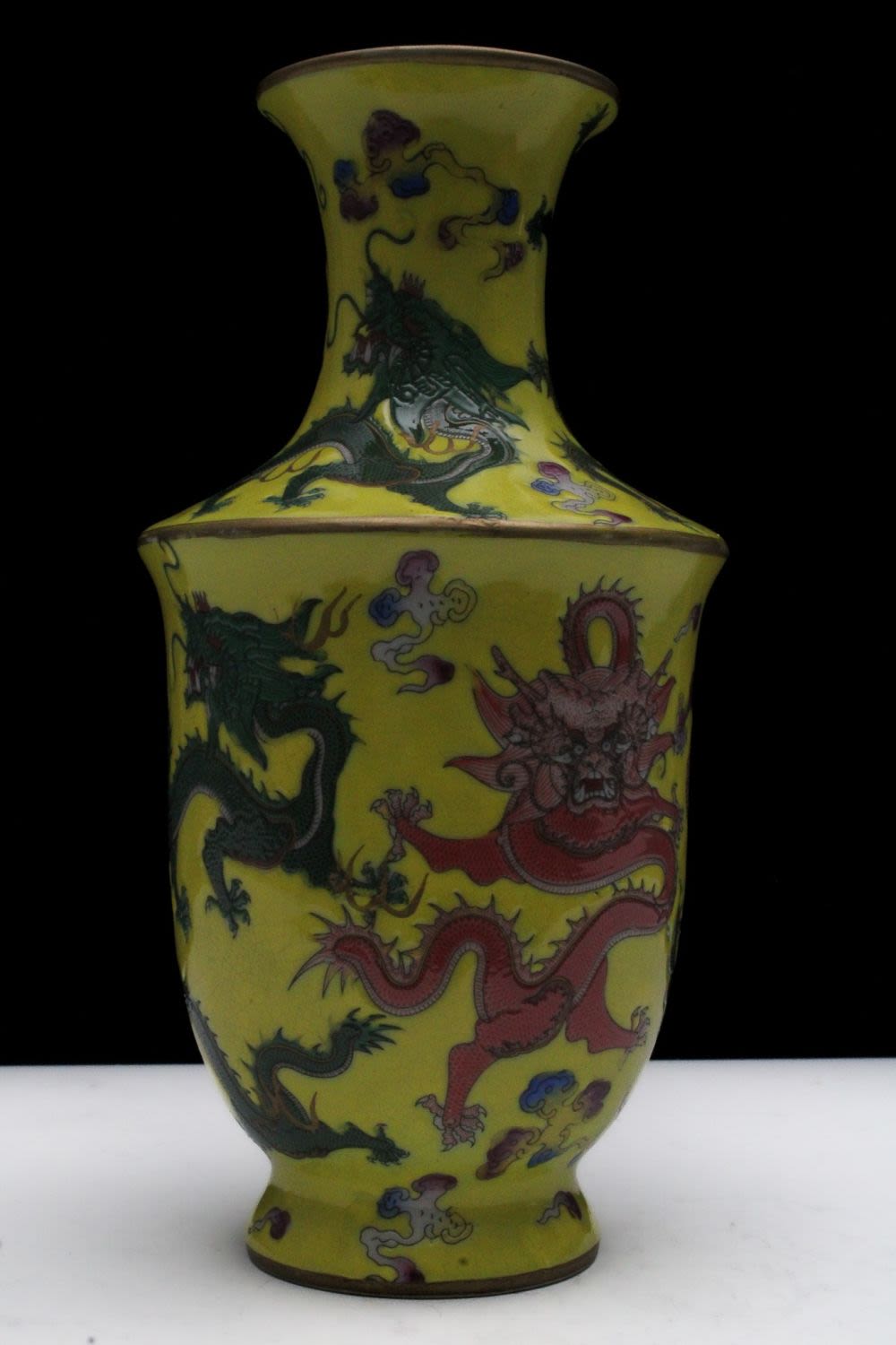 Lot 268: A Chinese Porcelain Yellow Ground Famille Rose Vase...
