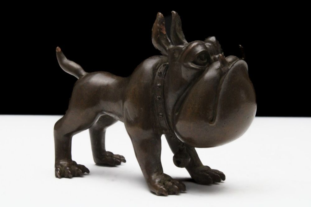Lot 293: A Chinese Bronze Figure of a Pitbull Dog.