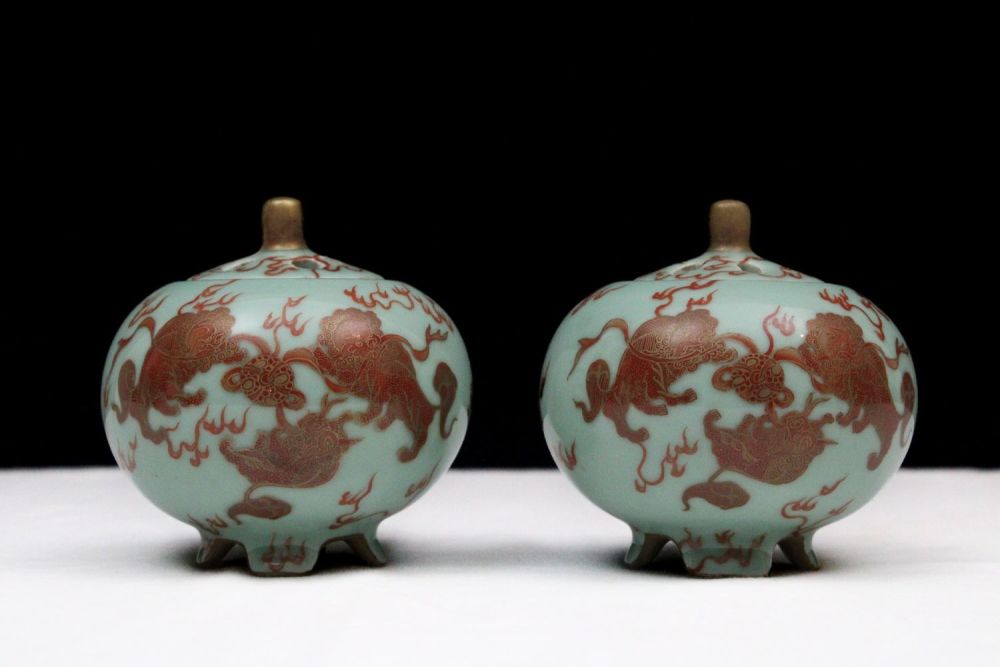 Lot 305: A Pair of Chinese Porcelain Incense Burners Depicting...