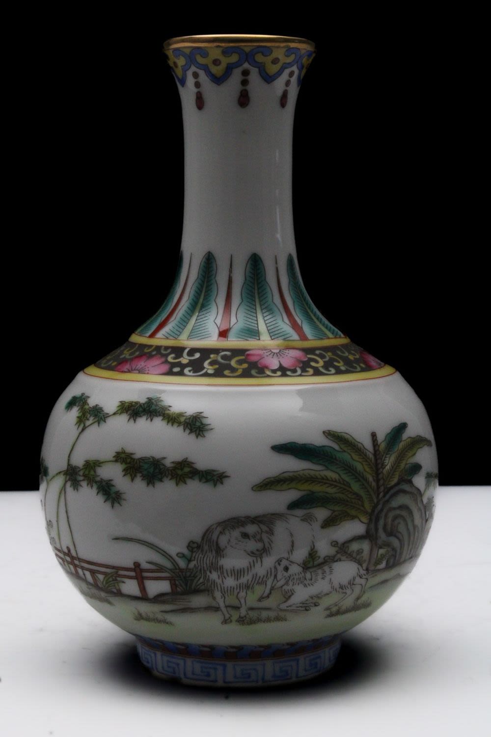 Lot 312: A Chinese White Ground Porcelain Vase Depicting Animals...