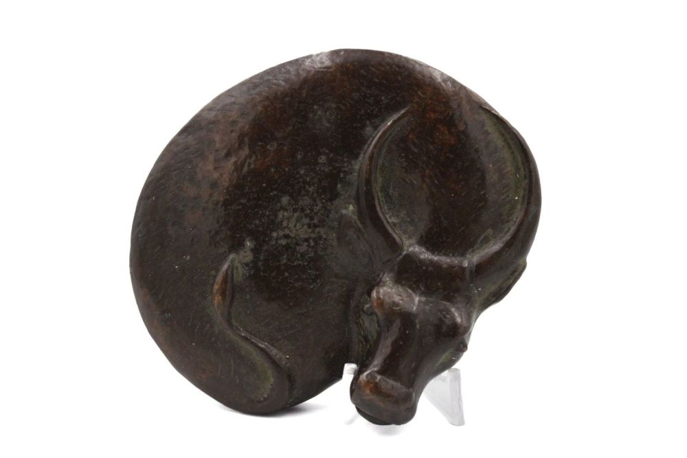 Lot 329: A Chinese Copper Carved Figure of an Ox...