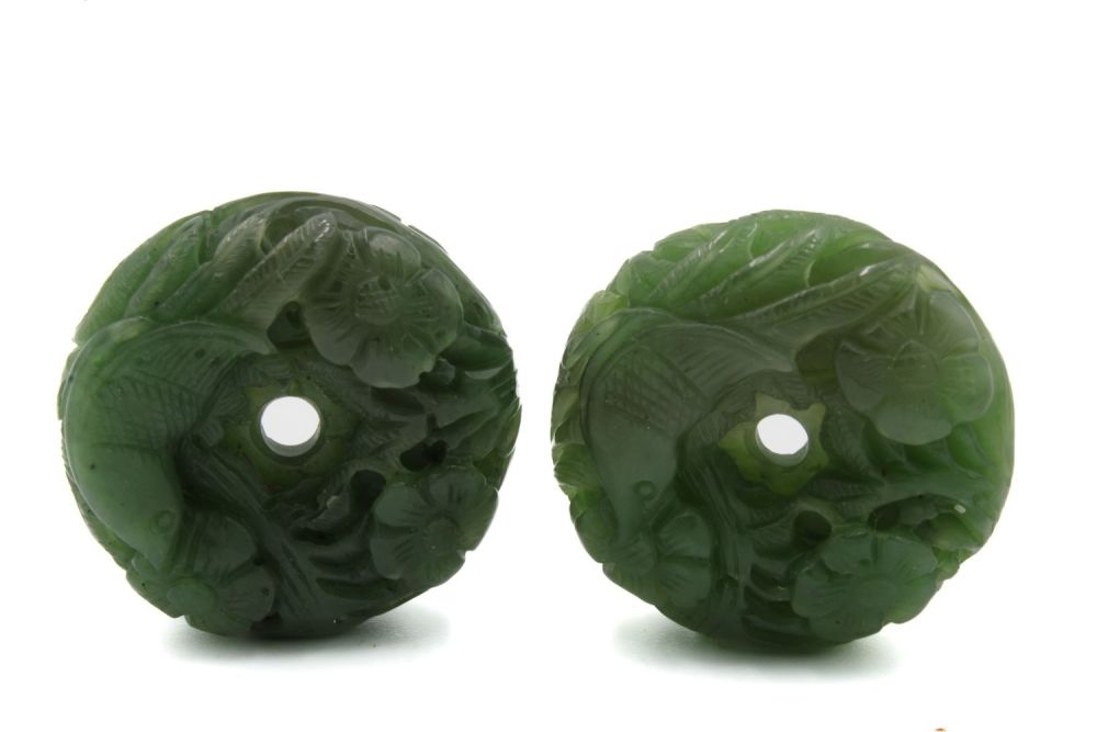 Lot 367: A Pair of Chinese Nephrite Jade Pendants Depicting...