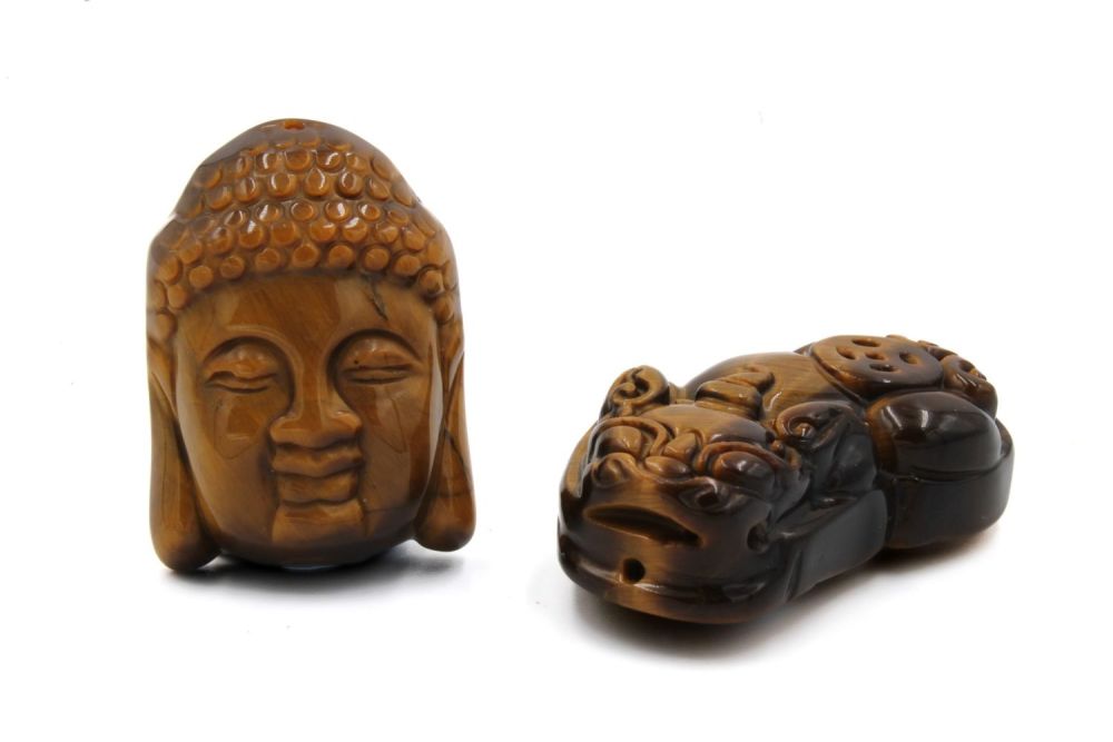 Lot 369: A Lot of 2 Chinese Tiger's Eye Stone...