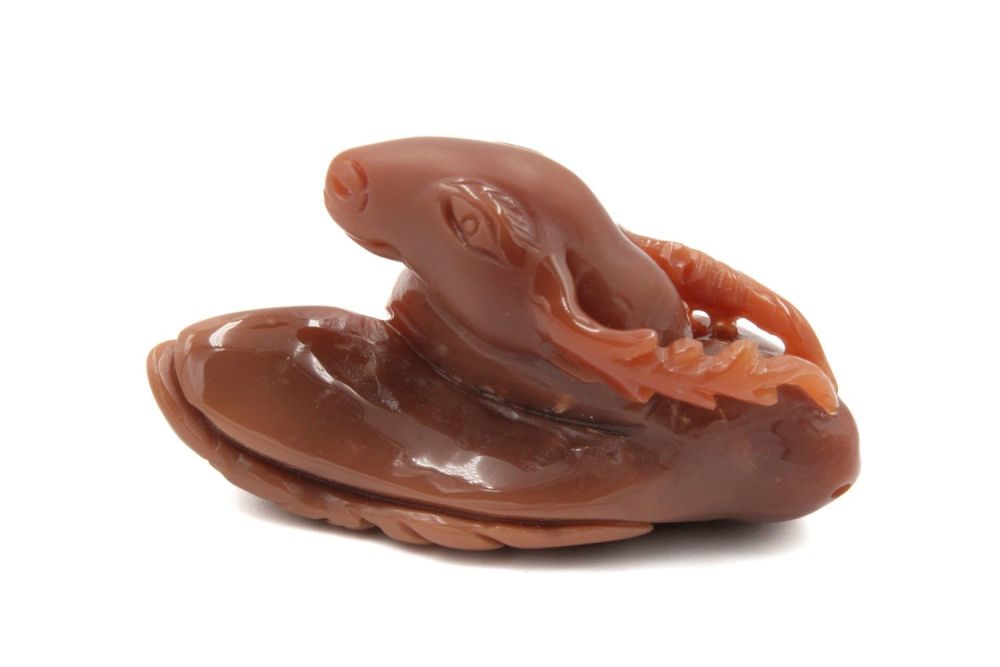 Lot 371: A Chinese Agate Figure of a Deer.