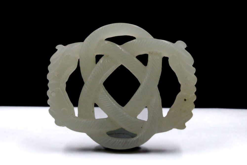 Lot 390: A Chinese Hand Carved Jade Pendant Depicting a...