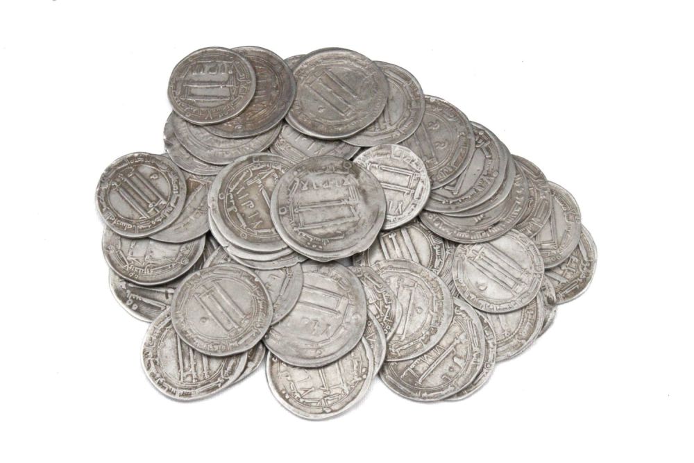 Lot 404: A Lot of 50 Abbasid Islamic Silver Coins...