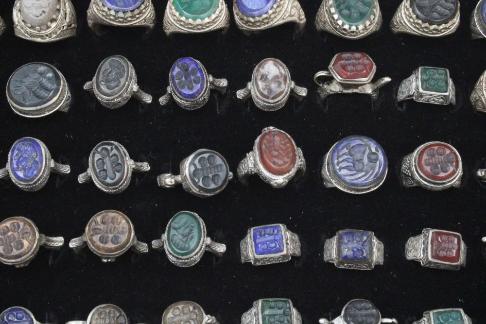 Lot 456: A Collection of 50 Intaglio Rings.