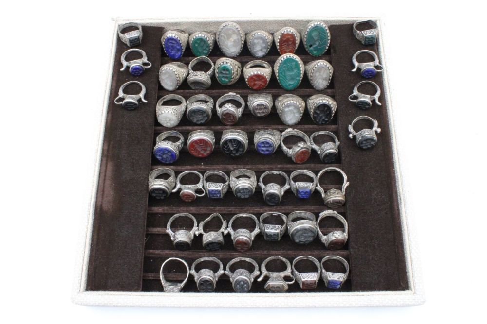 Lot 457: A Collection of 50 Intaglio Rings.
