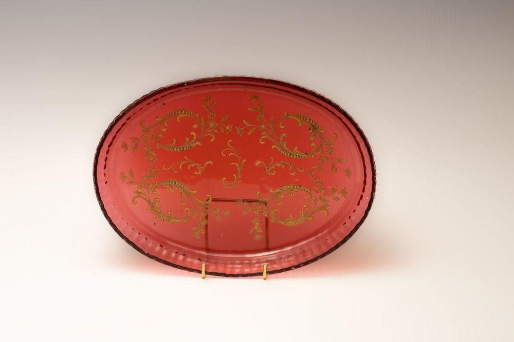 Lot 52: A Large Vintage Bohemian Red Tray from the...