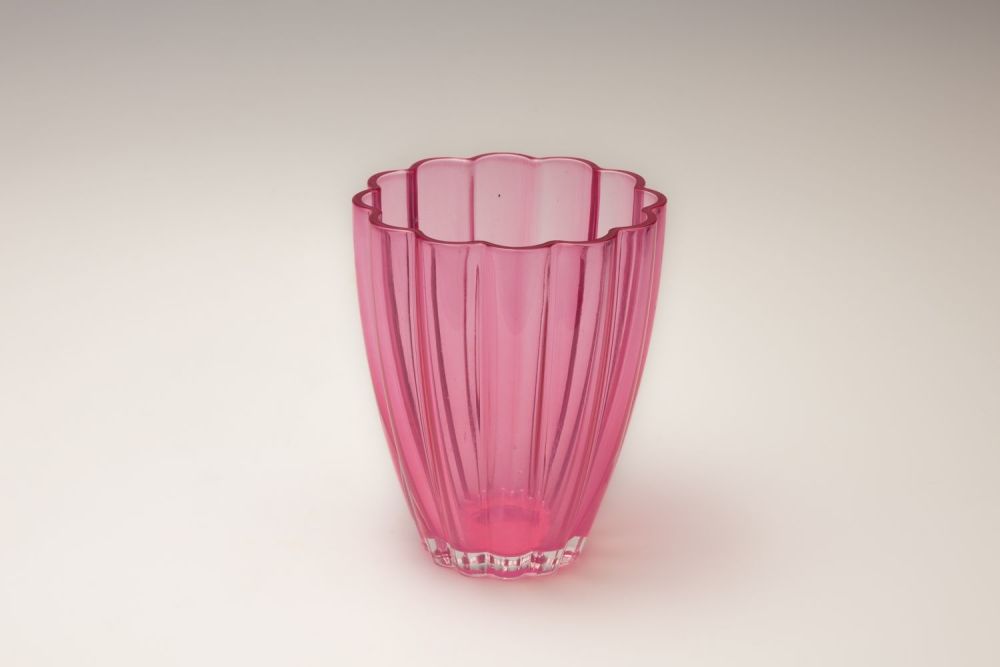 Lot 55: A Vintage Continental Pink Glass Vase.