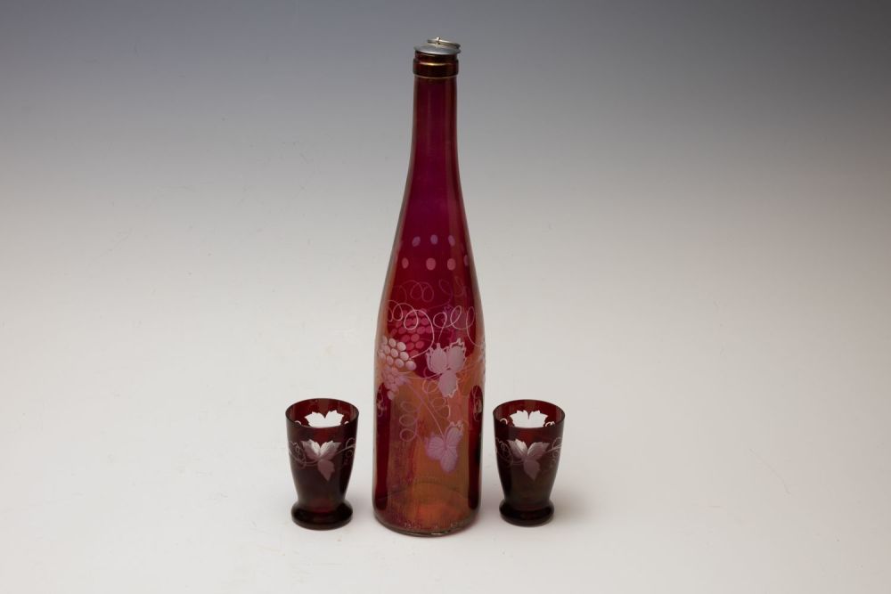 Lot 56: A Lot of Bohemian Glass Decanter and 2...