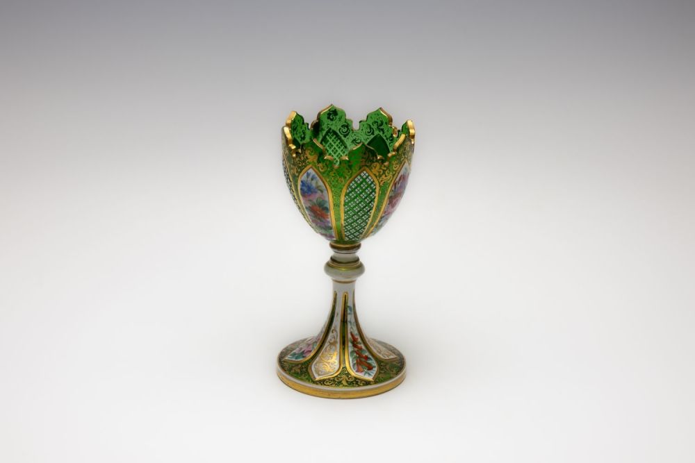 Lot 57: A Vintage Bohemian Green Glass Goblet from the...