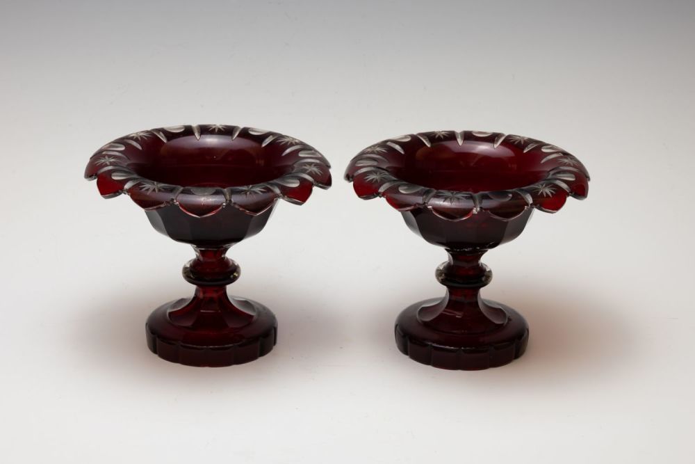 Lot 59: A Pair of Vintage Bohemian Ruby Red Glass...