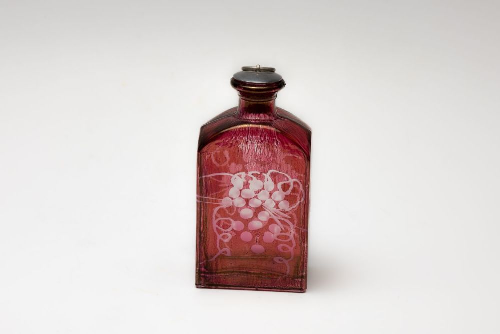 Lot 63: A Vintage Bohemian Ruby Red Glass Flask from...
