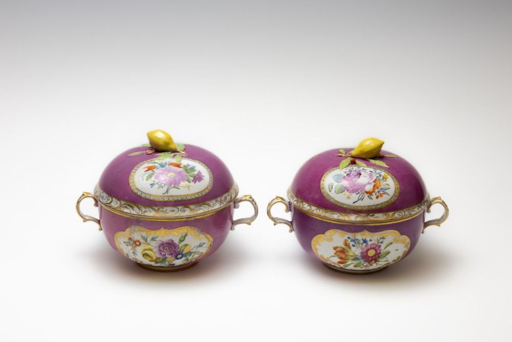 Lot 65: A Pair of Victorian Aubergine Porcelain Bowls with...
