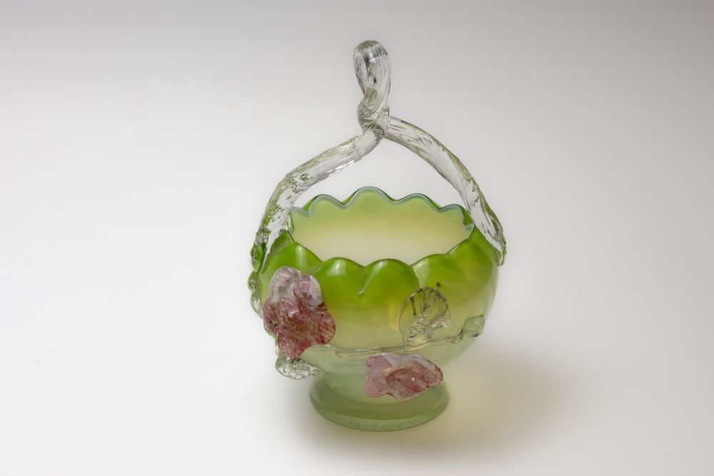 Lot 74: A Victorian Lime Green Glass Basket from the...