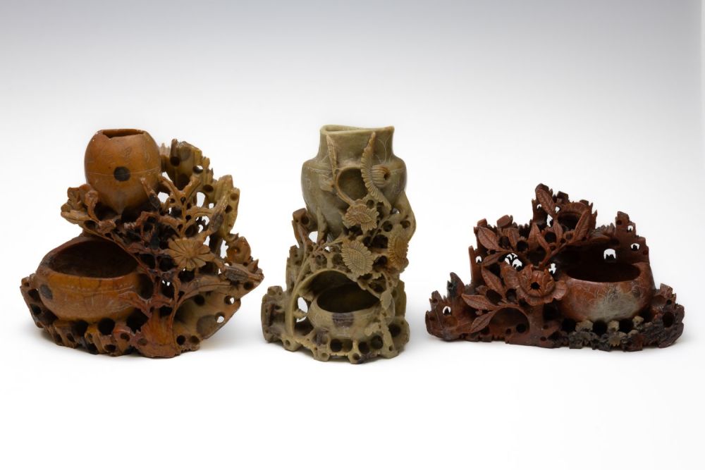 Lot 82: A Lot of Vintage Chinese Hand Carved Soapstone...