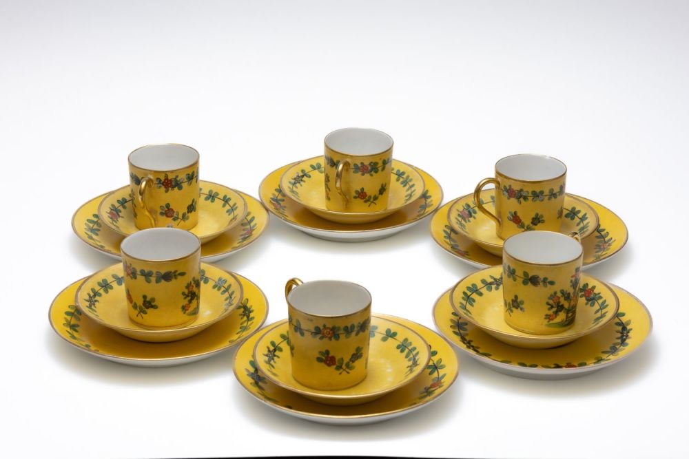 Lot 86: A Lot of Vintage Dresden Yellow Porcelain Tea...