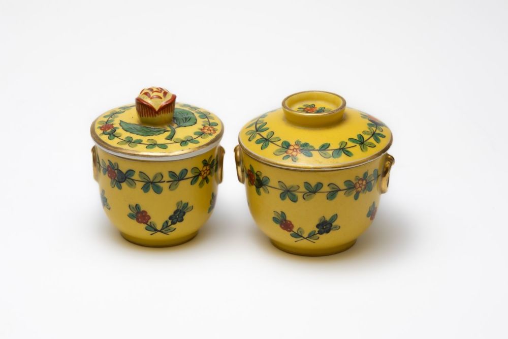 Lot 87: A Lot of 2 Vintage Dresden Yellow Porcelain...