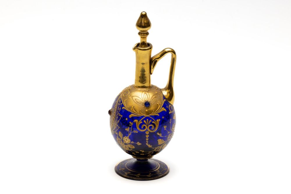 Lot 96: A Vintage Bohemian Blue Glass Decanter from the...