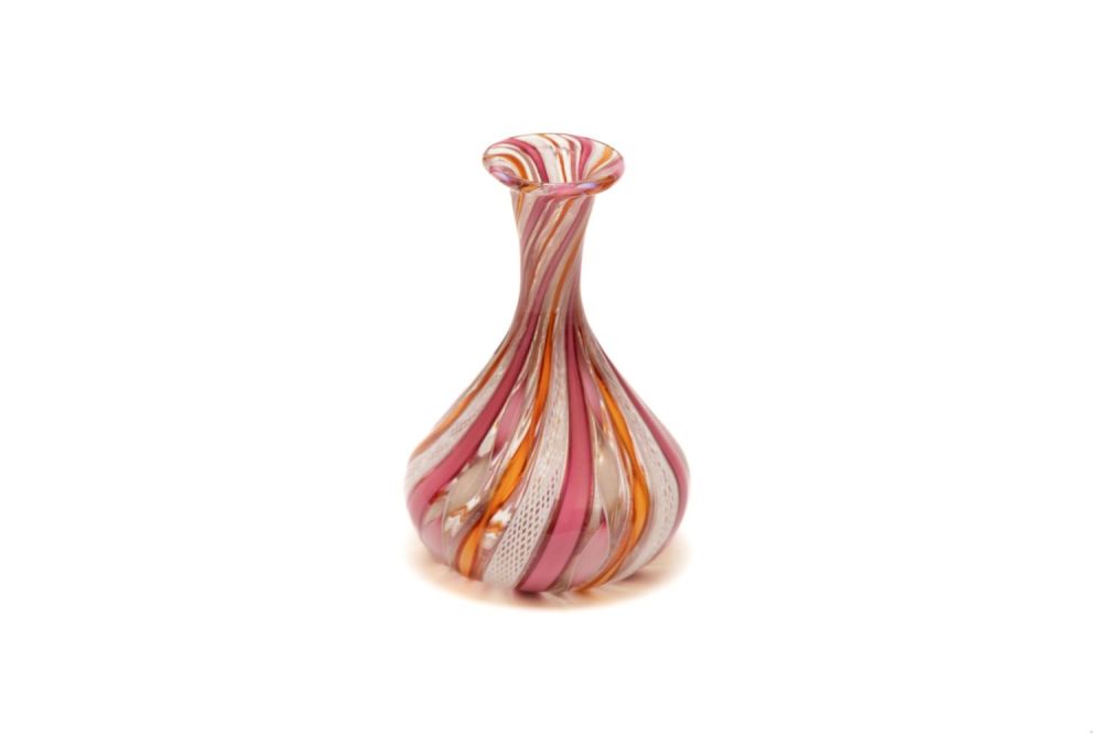 Lot 103: A Vintage Venetian Pink Murano Glass Vase.