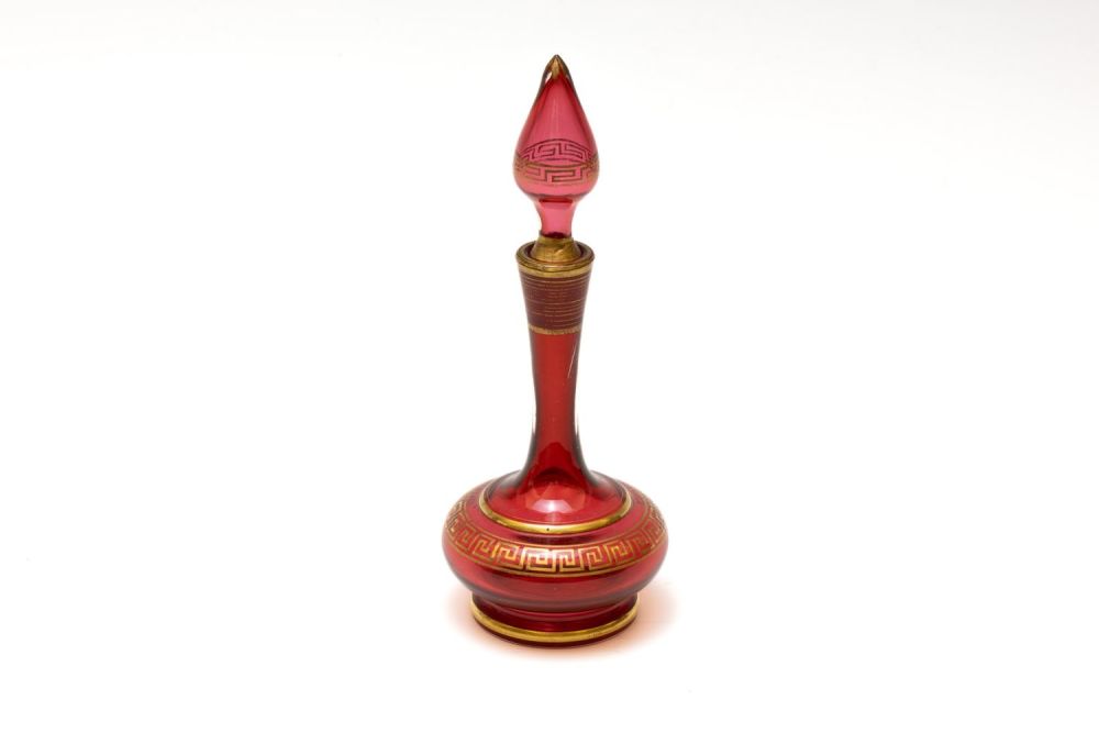 Lot 104: A Vintage Bohemian Red Glass Decanter.