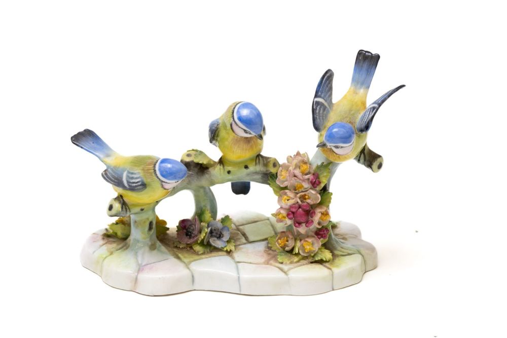 Lot 109: A Vintage English Porcelain Figure of 3 Birds...