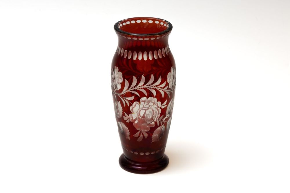 Lot 113: A Vintage Bohemian Red Glass Vase from the...