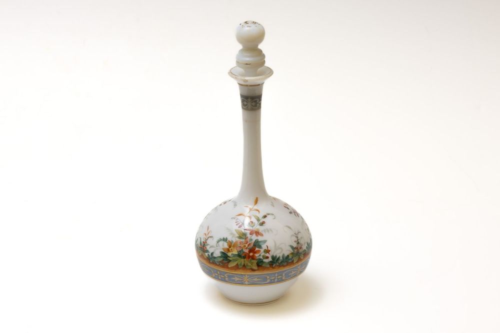 Lot 115: A Vintage French Opaline White Glass Perfume Bottle...