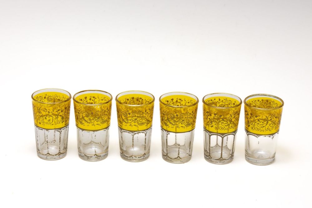 Lot 120: A Lot of 6 Vintage Bohemian Amber-Colour Glass...